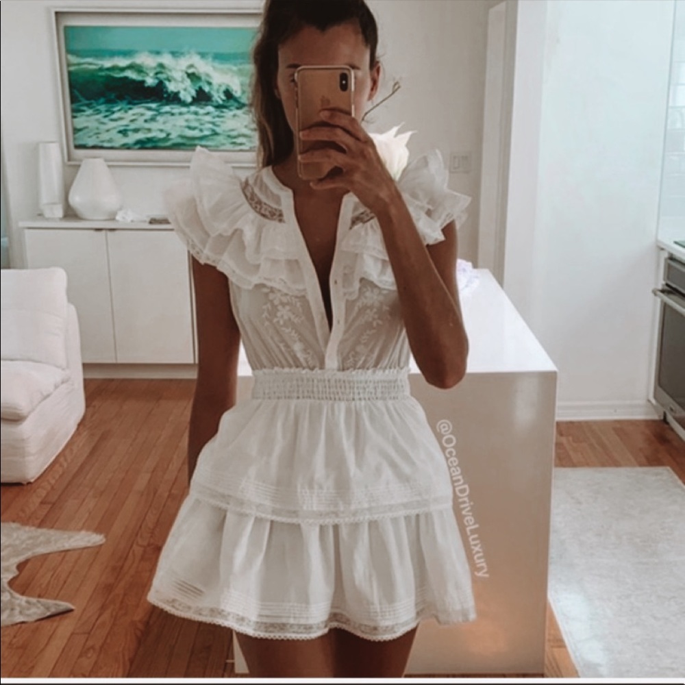 LoveShackFancy Penelope Tiered Embroidered Dress